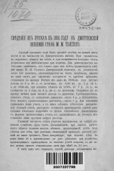 Сведения об урожае в 1898 году в Дмитриевской экономии графа М.М. Толстого