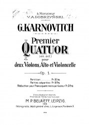 Premier quatuor (en sol) pour deux Violons, Alto et Violoncelle. Op. 1