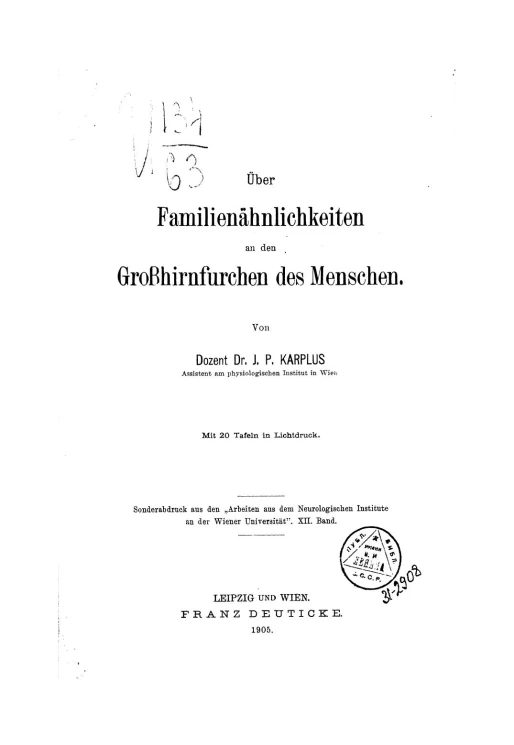 Uber Familienähnlichkeiten an den Grosshirnfurchen des Menschen