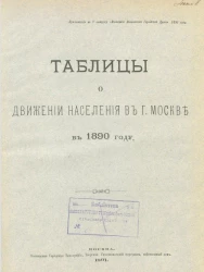 Таблицы о движении населения в городе Москве в 1890 году
