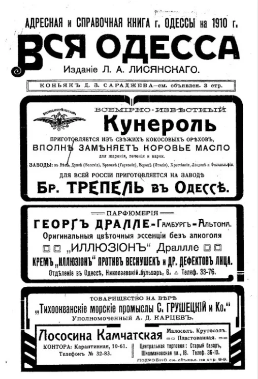 Адресная и справочная книга на 1910 год "Вся Одесса". Год издания 9-й