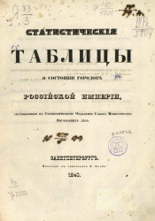 Статистические таблицы о состоянии городов Российской империи, составленные в статистическом отделении совета министерства внутренних дел