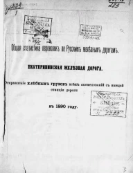 Общая статистика перевозок по русским железным дорогам. Екатерининская железная дорога. Отправление хлебных грузов всех наименований с каждой станции дороги в 1890 году 