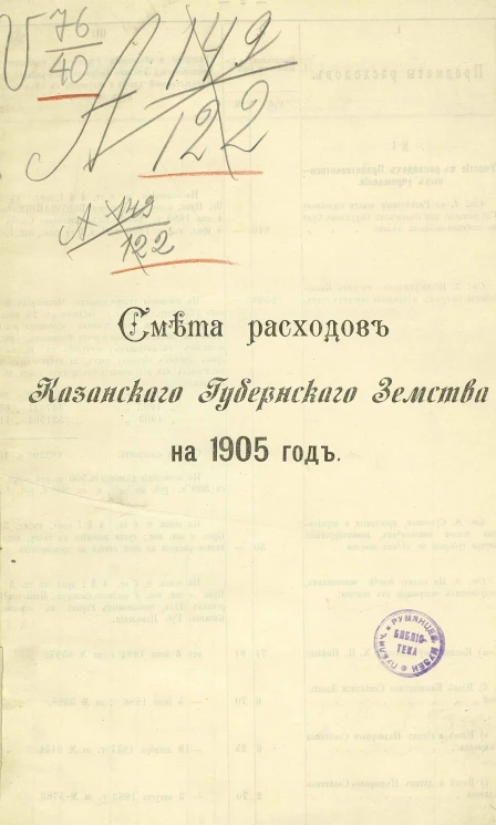 Смета расходов Казанского губернского земства на 1905 год