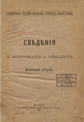 Статистическое отделение Московской губернской земской управы. Сведения о фабриках и заводах Московской губернии