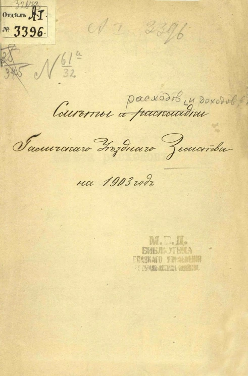 Сметы и раскладки Галичского уездного земства на 1903 год