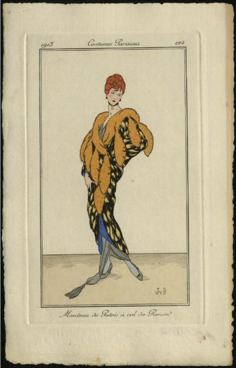 Costumes Parisiens, 1913, 124. Manteau de Putois à col de Renard