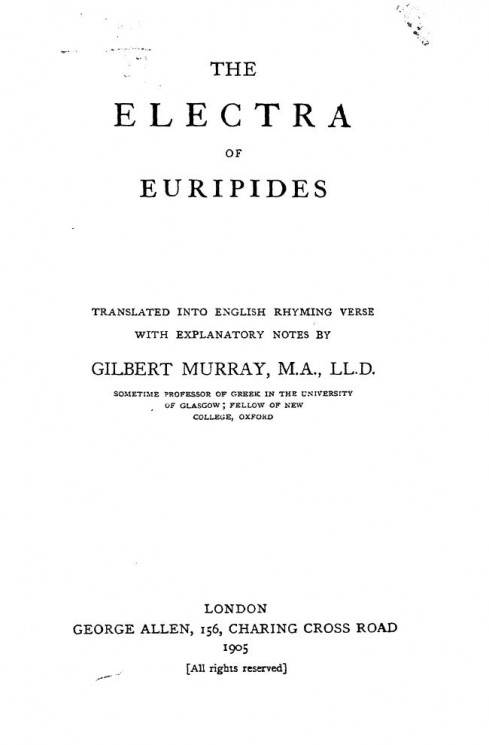The Electra of Euripides