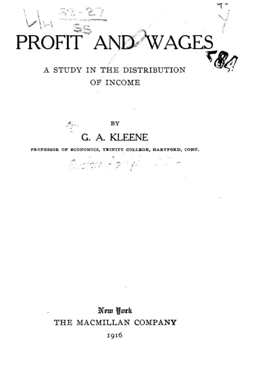 Profit and wages. A study in the distribution on income