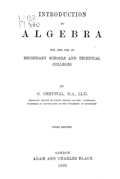 Introduction to algebra for the use of secondary schools and technical colleges. Third edition