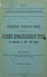 Положение рабочего рынка и условия промышленного труда в Забайкалье в 1914-1915 годах. Выпуск 1. Данные обследования промышленных и транспортных предприятий в 1914 году. Таблицы