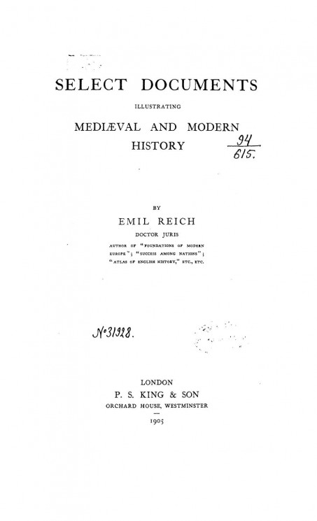 Select documents illustrating mediaeval and modern history