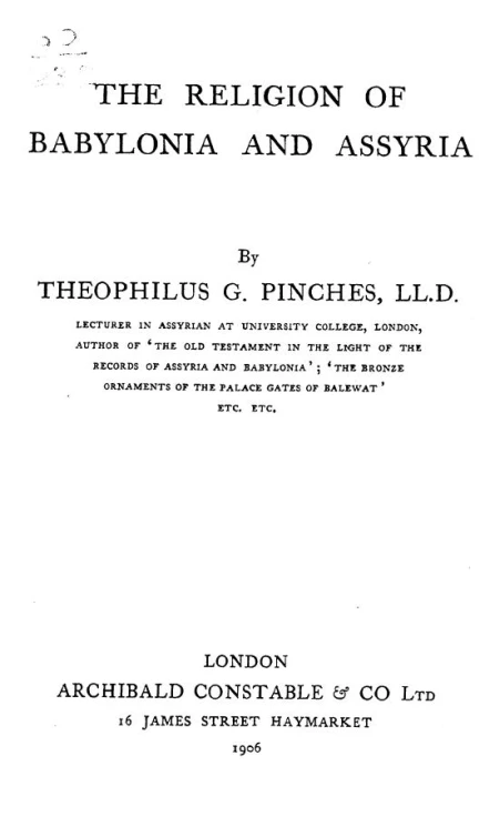 The religion of Babylonia and Assyria