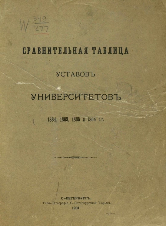 Сравнительная таблица уставов университетов 1884, 1863, 1835 и 1804 годов
