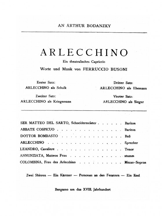 Arlecchino. Ein theatralisches Capriccio