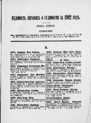 Ведомость справок о судимости, издаваемая министерством юстиции за 1902 год. Книга 3