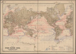 Карта всех частей света по Меркаторской проекции. Морские течения