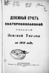 Денежный отчет Екатеринославской уездной земской управы за 1915 год