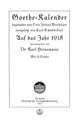 Goethe-Kalender auf das Jahr 1918