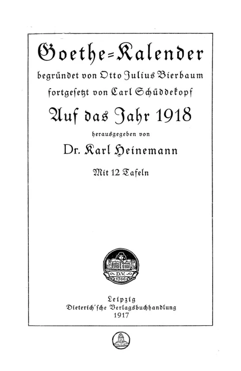 Goethe-Kalender auf das Jahr 1918