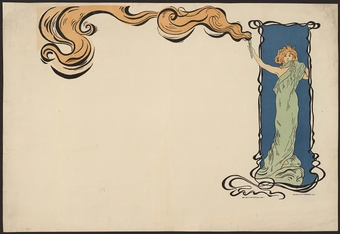 Бал. На плакате-афише изображение девушки в стиле "модерн"