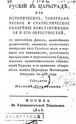 Русский в Царьграде, или историческое, топографическое и статистическое обозрение Константинополя и его окрестностей