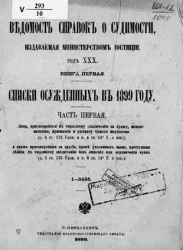 Ведомость справок о судимости, издаваемая министерством юстиции. Книга 1. Списки осужденных в 1899 году. Часть 1
