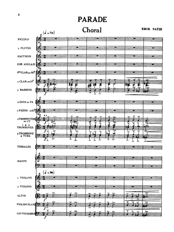 Parade. Ballet realiste. Pour grand orchestre