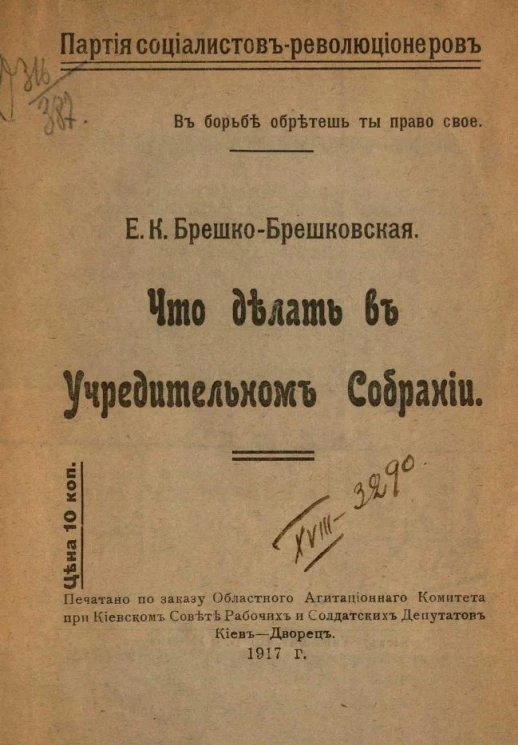 Партия социалистов-революционеров. Что делать в Учредительном собрании