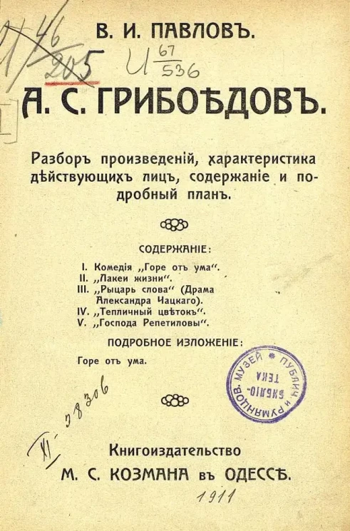 А.С. Грибоедов. Разбор произведений, характеристика действующих лиц, содержание и подробный план