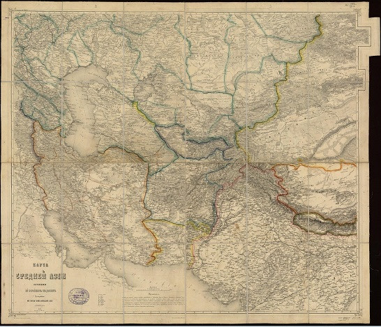Карта Средней Азии, составленная по новейшим сведениям и гравирована при Военно-Топографическом Депо в 1863 году