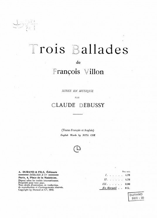 Trois ballades de Francois Villo