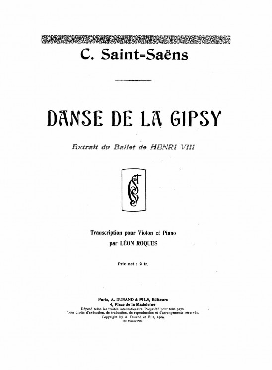 Danse de la gipsy. Extrait du Ballet de Henri VIII