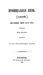 Провинциальная жизнь (Ольский). Описательный роман XIX века. Часть 1
