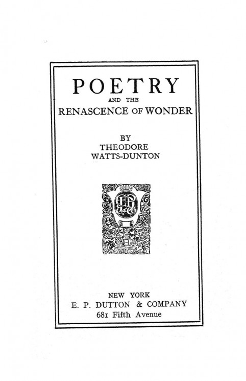 Poetry and the renascence of wonder