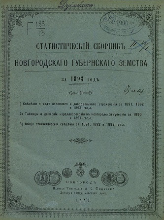Статистический сборник Новгородского губернского земства за 1893 год