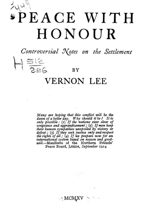 Peace with honour. Controversial notes on the settlement