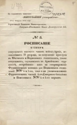 № 5. Расписание о сборе отпускных нижних чинов войск армии, неспособных II разряда, на пополнение прислуги в местных и подвижных госпиталях, также отпускных, служивших в Армейском фурштате