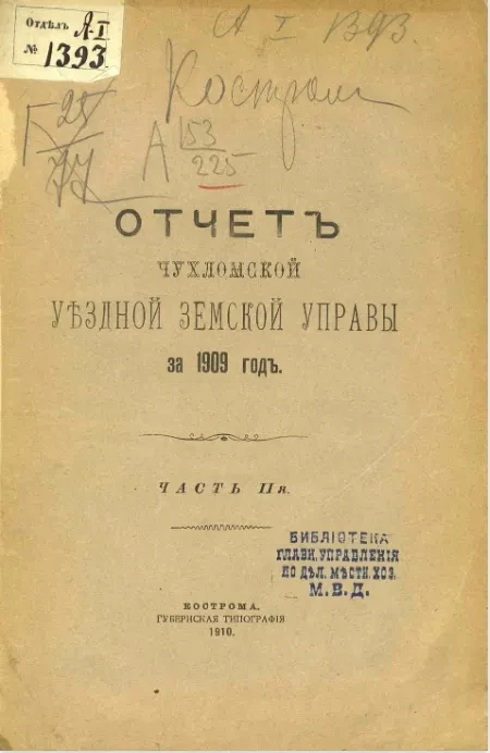 Отчет Чухломской уездной земской управы за 1909 год. Часть 2