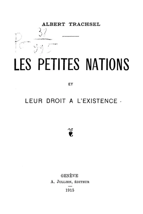 Les petites nations et leur droit a l'existence
