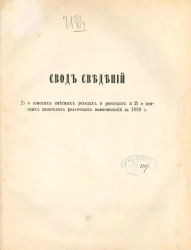 Свод сведений 1) о земских сметных доходах и расходах и 2) о земских капиталах различных наименований за 1889 год
