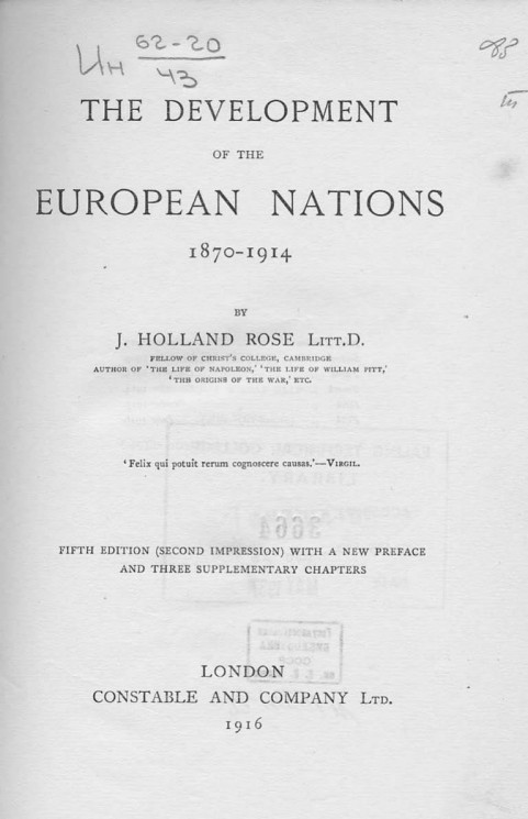 The development of the European nations 1870-1914. 5 edition