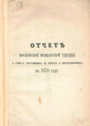 Отчет Московской мещанской управы о суммах поступивших на приход и израсходованных в 1870 году