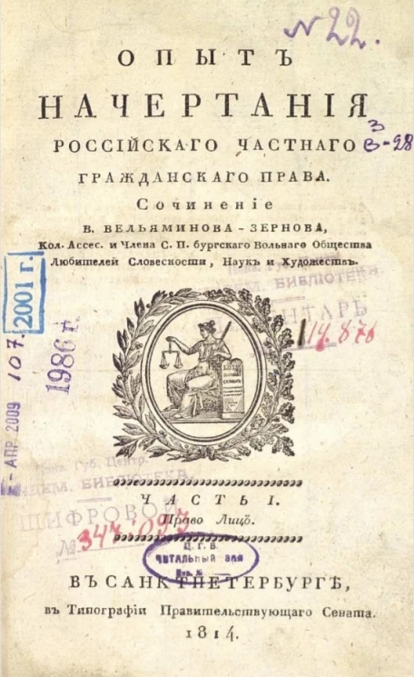 Опыт начертания российского частного гражданского права. Часть 1. Право лиц