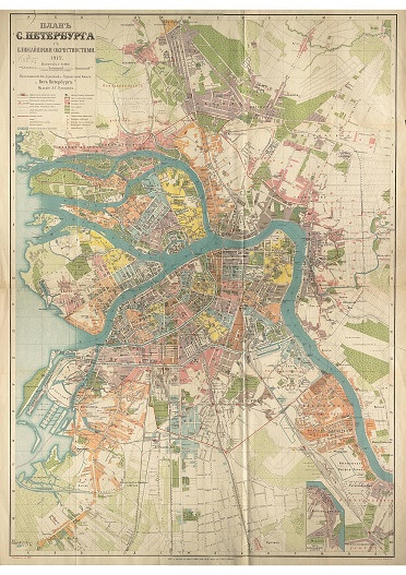 План Санкт-Петербурга с ближайшими окрестностями 1912 года