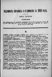 Ведомость справок о судимости, издаваемая министерством юстиции за 1911 год. Книга 10. Год издания 42