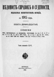 Ведомость справок о судимости, издаваемая министерством юстиции за 1915 год. Книга 12