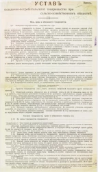 Устав складочно-потребительского товарищества при сельско-хозяйственном обществе. Проект