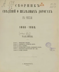 Сборник сведений о железных дорогах в России, 1868-1869. Отдел 3. Таблицы