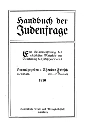 Handbuch der Judenfrage. Eine Zusammenstellung des wichtigsten Materials zur Beurteilung des jüdischen Volkes. 27. Auflage